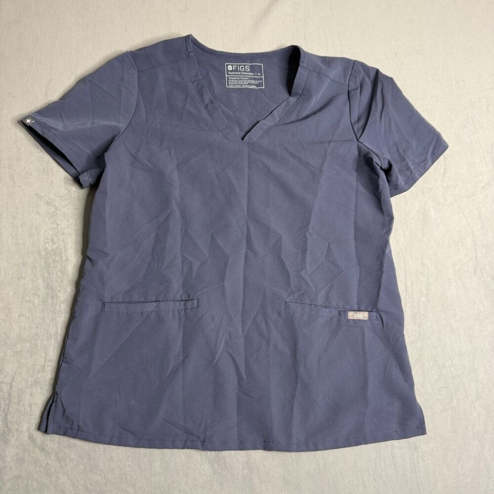 Figs Women's V-Neck Scrub Top in Blue